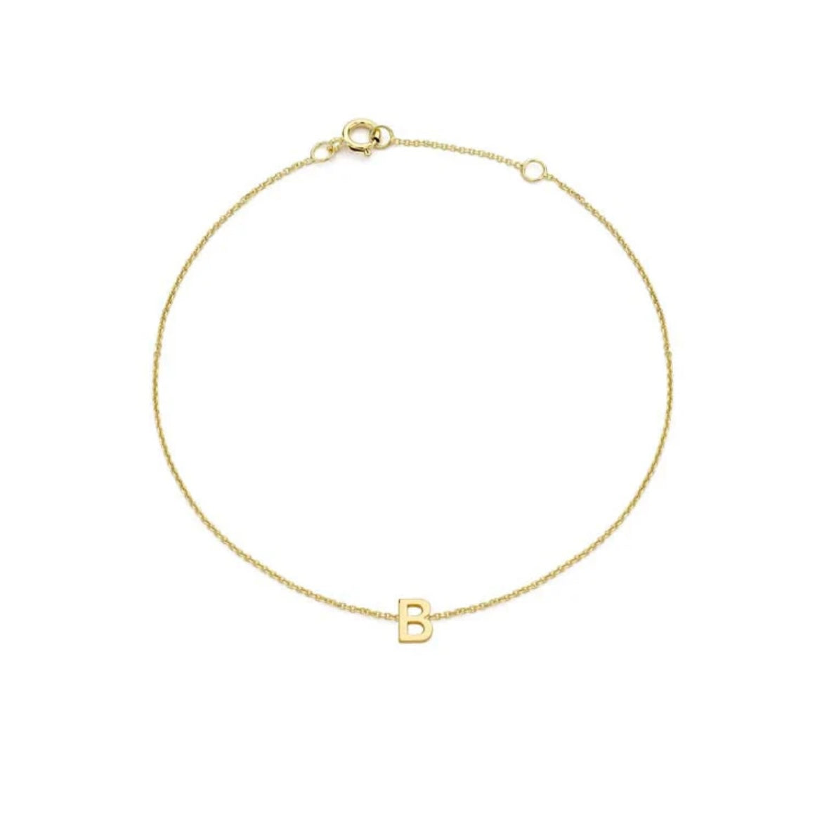 9ct Yellow Gold Petite Initial 'B' Bracelet