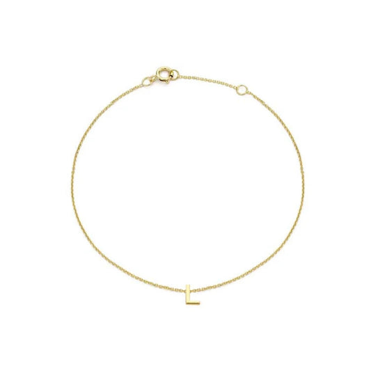 9ct Yellow Gold Petite Initial 'L' Bracelet