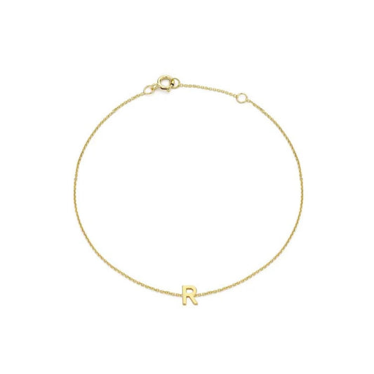 9ct Yellow Gold Petite Initial 'R' Bracelet