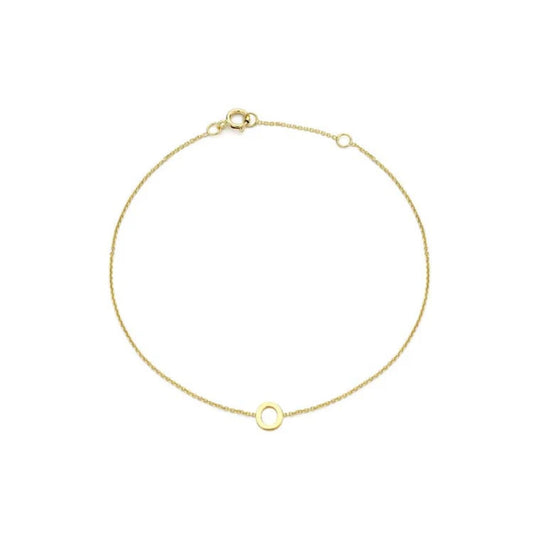 9ct Yellow Gold Petite Initial 'O' Bracelet