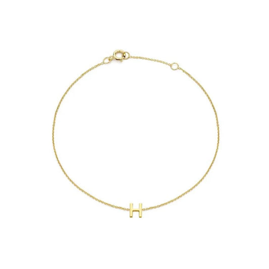 9ct Yellow Gold Petite Initial 'H' Bracelet