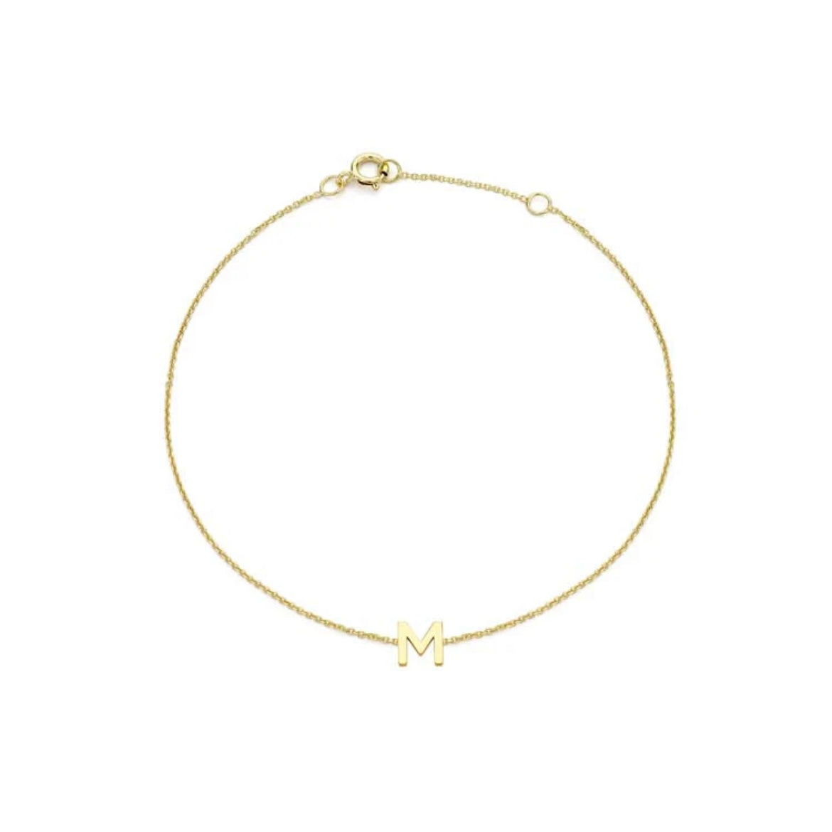 9ct Yellow Gold Petite Initial 'M' Bracelet