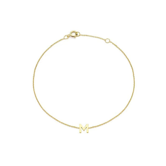 9ct Yellow Gold Petite Initial 'M' Bracelet