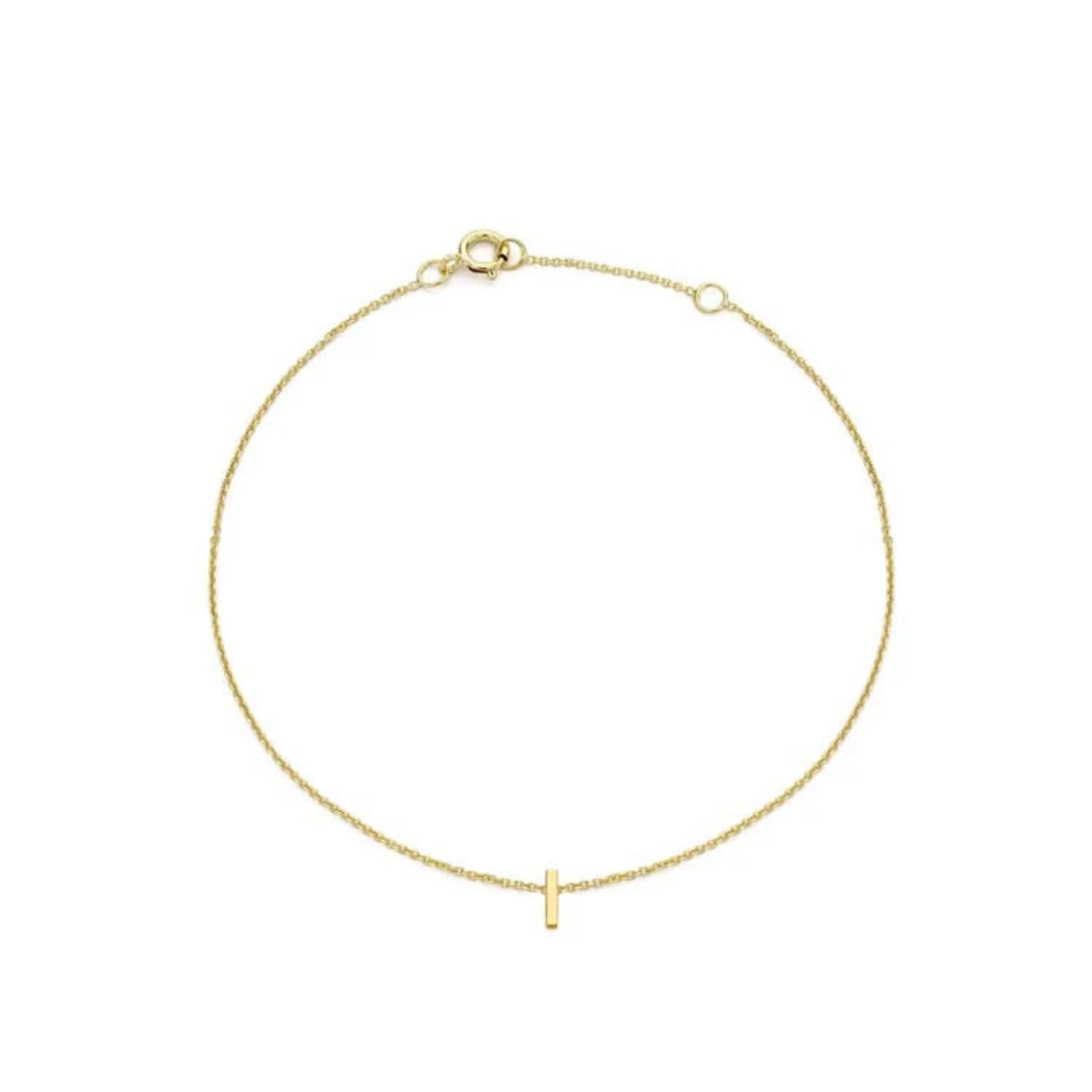 9ct Yellow Gold Petite Initial 'I' Bracelet
