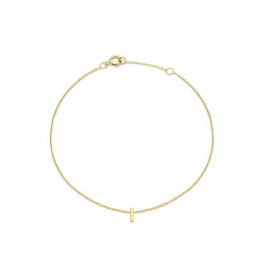 9ct Yellow Gold Petite Initial 'I' Bracelet
