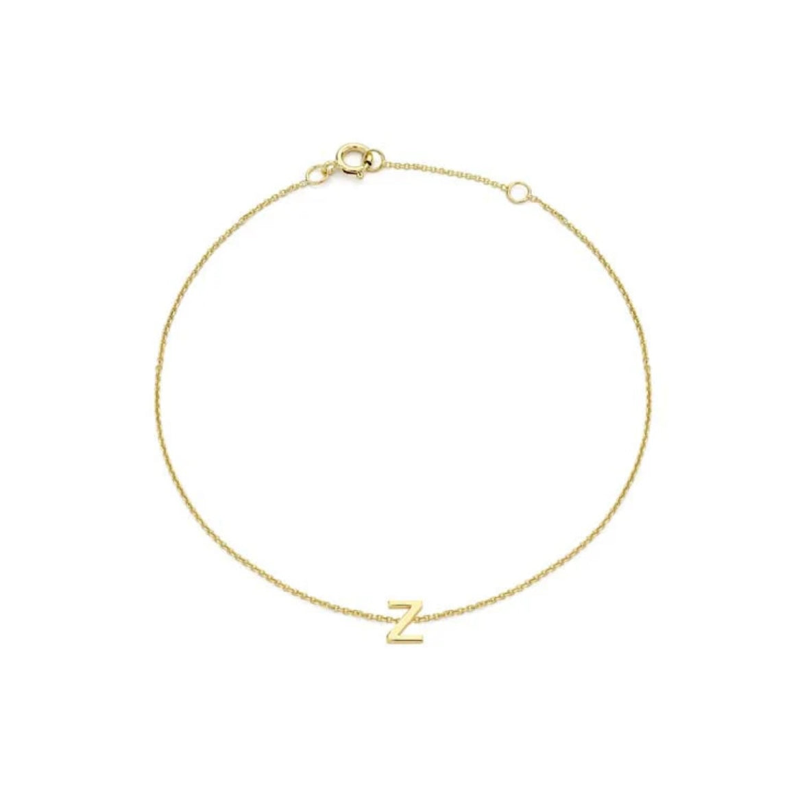9ct Yellow Gold Petite Initial 'Z' Bracelet
