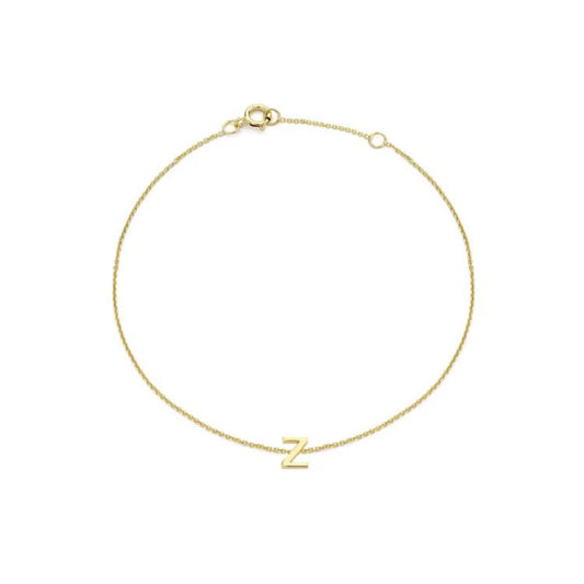 9ct Yellow Gold Petite Initial 'Z' Bracelet