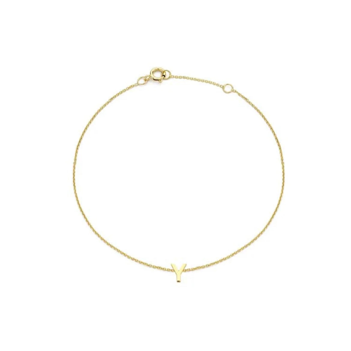 9ct Yellow Gold Petite Initial 'Y' Bracelet