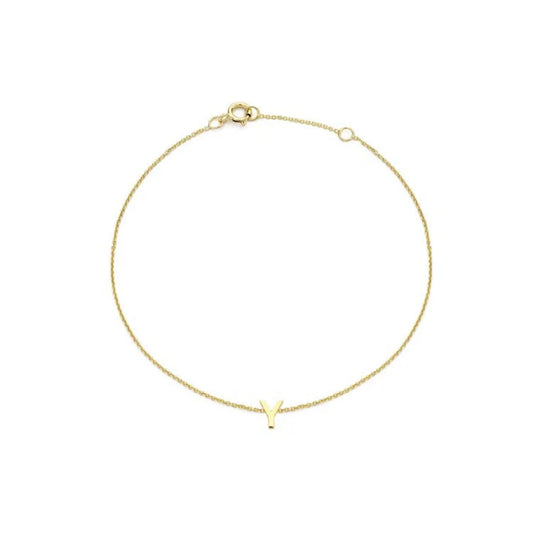 9ct Yellow Gold Petite Initial 'Y' Bracelet