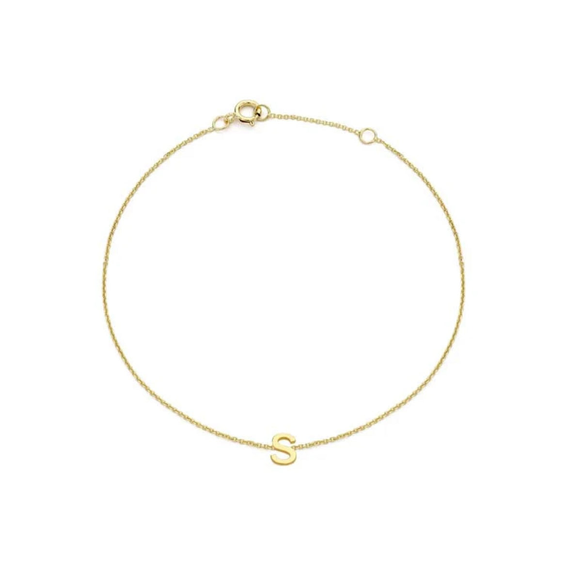 9ct Yellow Gold Petite Initial 'S' Bracelet