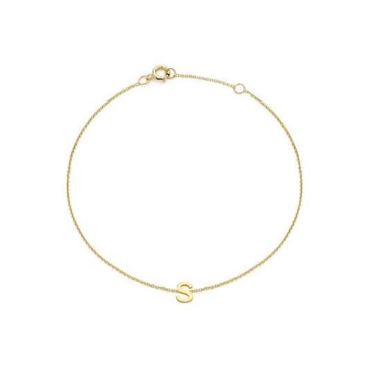 9ct Yellow Gold Petite Initial 'S' Bracelet