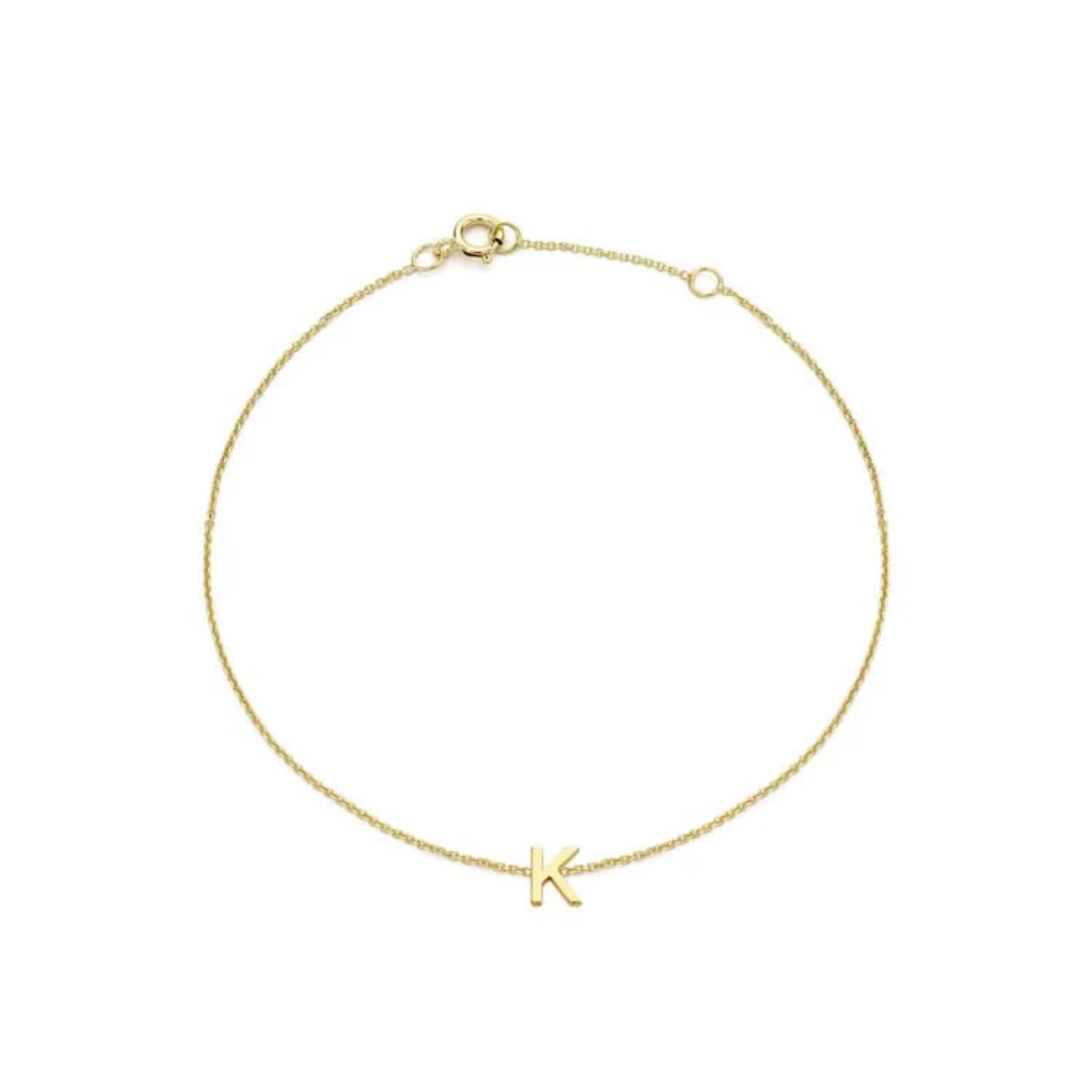 9ct Yellow Gold Petite Initial 'K' Bracelet
