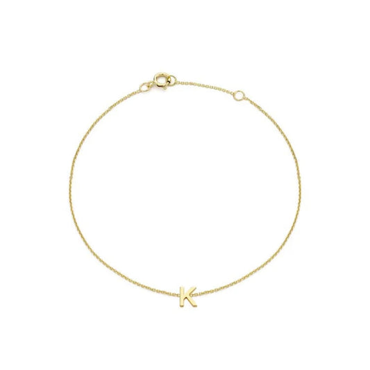 9ct Yellow Gold Petite Initial 'K' Bracelet