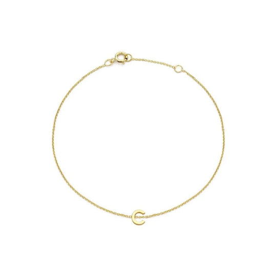 9ct Yellow Gold Petite Initial 'C' Bracelet