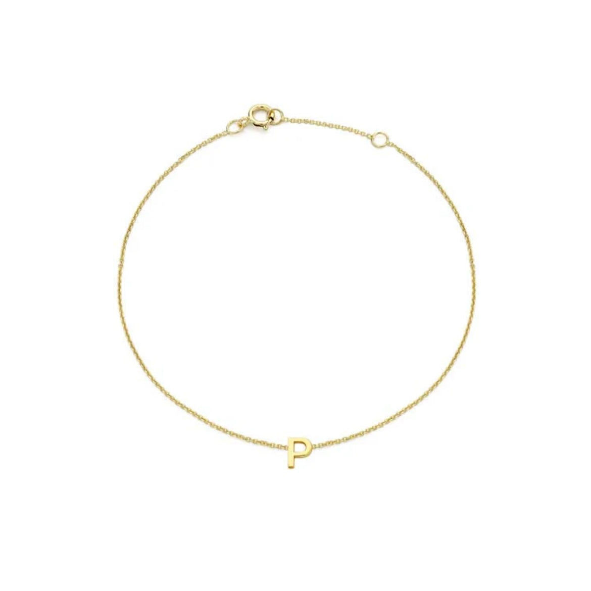 9ct Yellow Gold Petite Initial 'P' Bracelet