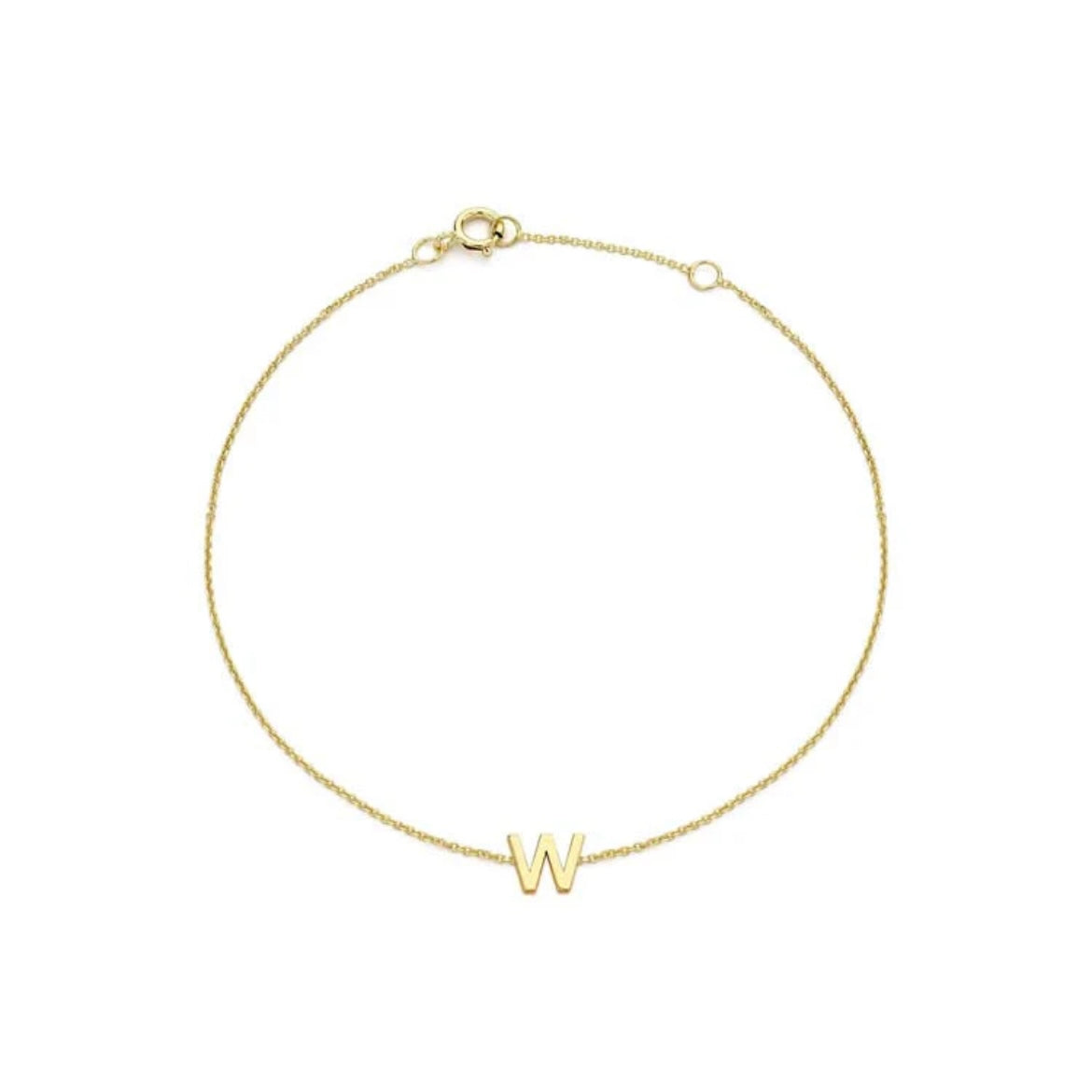 9ct Yellow Gold Petite Initial 'W' Bracelet