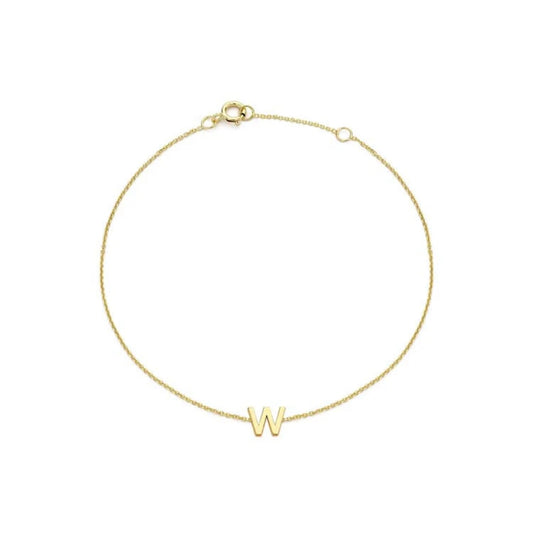9ct Yellow Gold Petite Initial 'W' Bracelet