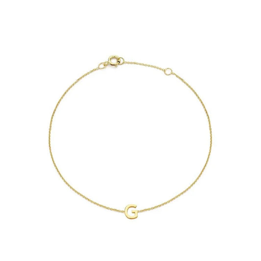 9ct Yellow Gold Petite Initial 'G' Bracelet