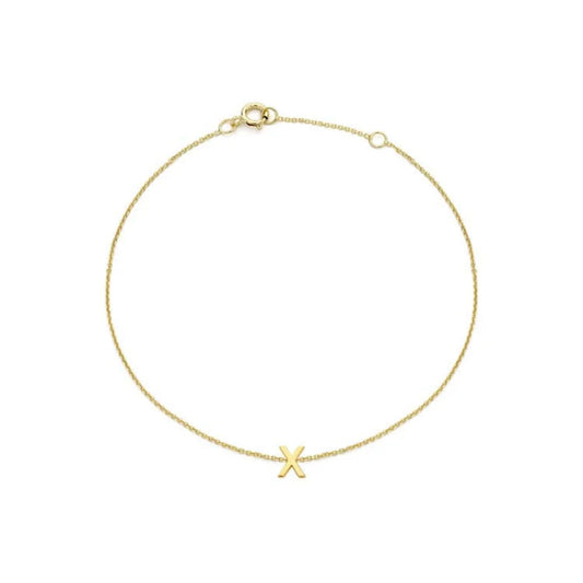 9ct Yellow Gold Petite Initial 'X' Bracelet
