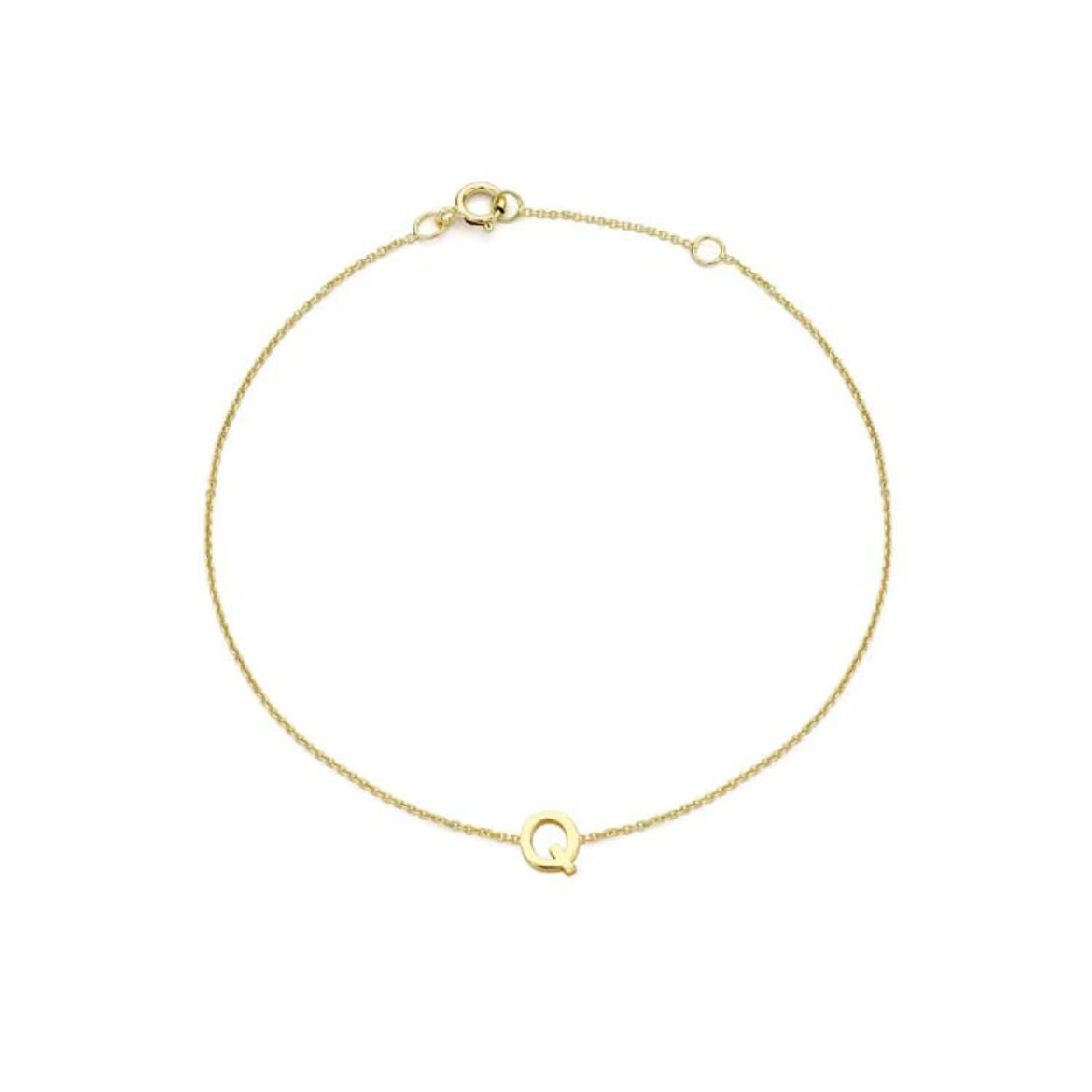 9ct Yellow Gold Petite Initial 'Q' Bracelet