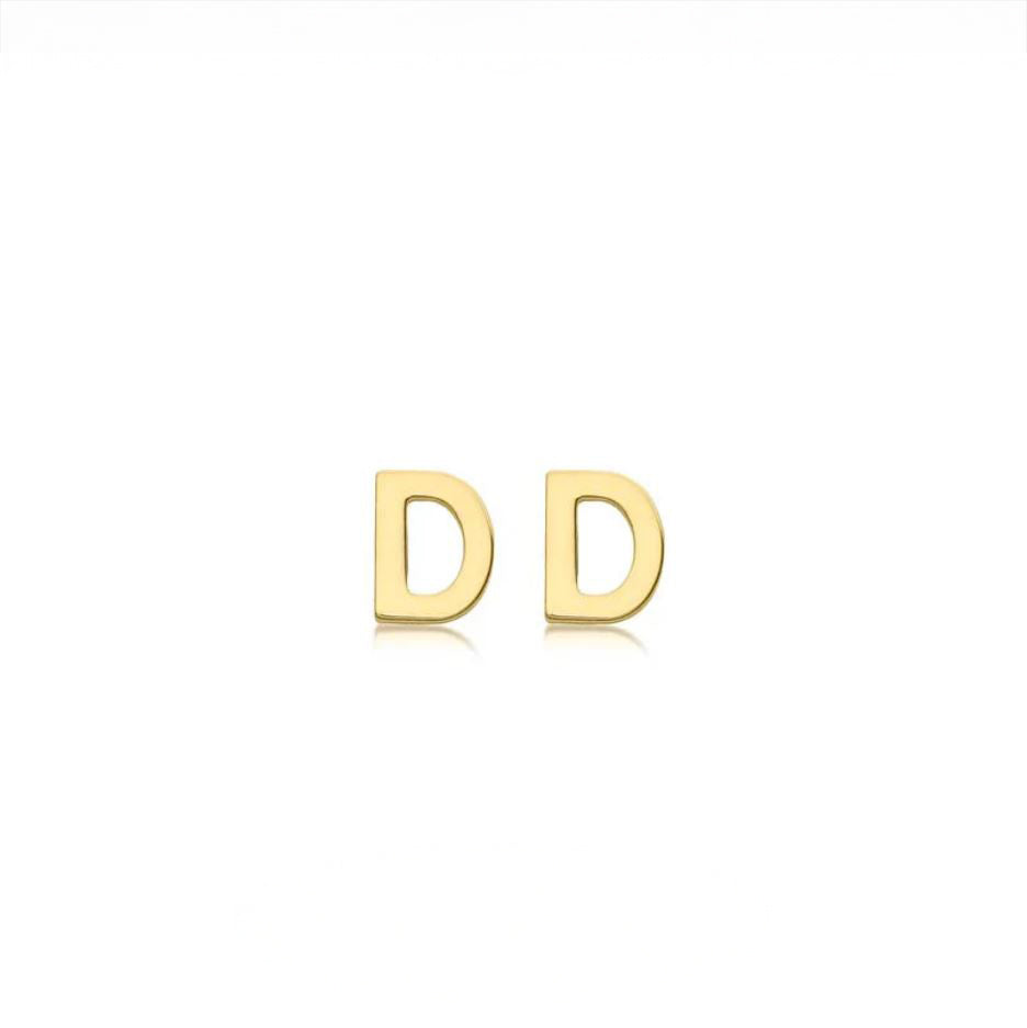 9ct Yellow Gold Petite Initial 'D' Earring