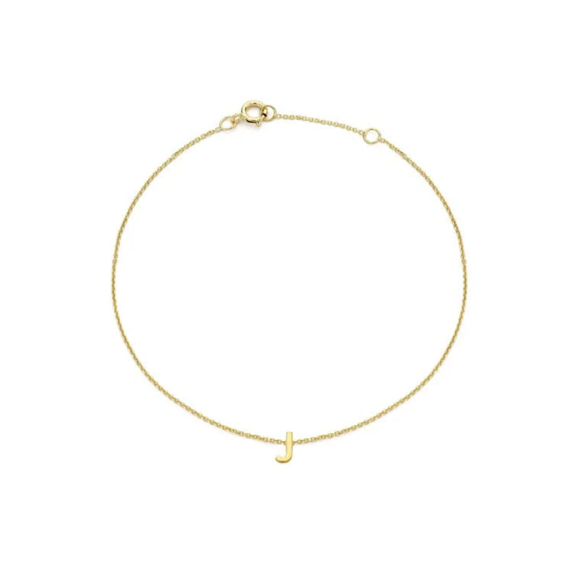 9ct Yellow Gold Petite Initial 'J' Bracelet