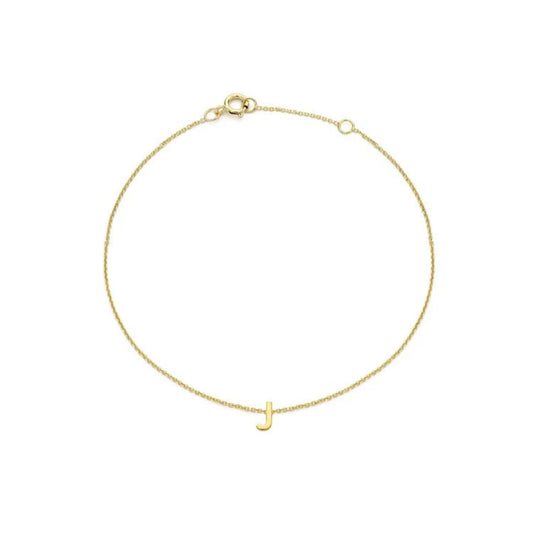 9ct Yellow Gold Petite Initial 'J' Bracelet
