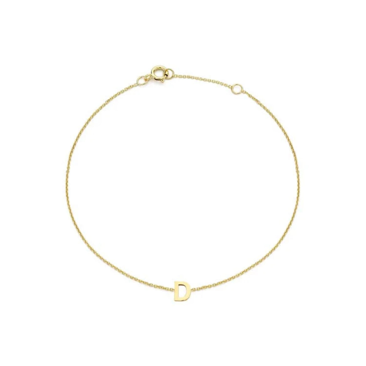 9ct Yellow Gold Petite Initial 'D' Bracelet