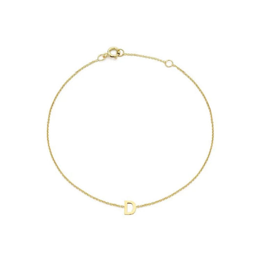 9ct Yellow Gold Petite Initial 'D' Bracelet