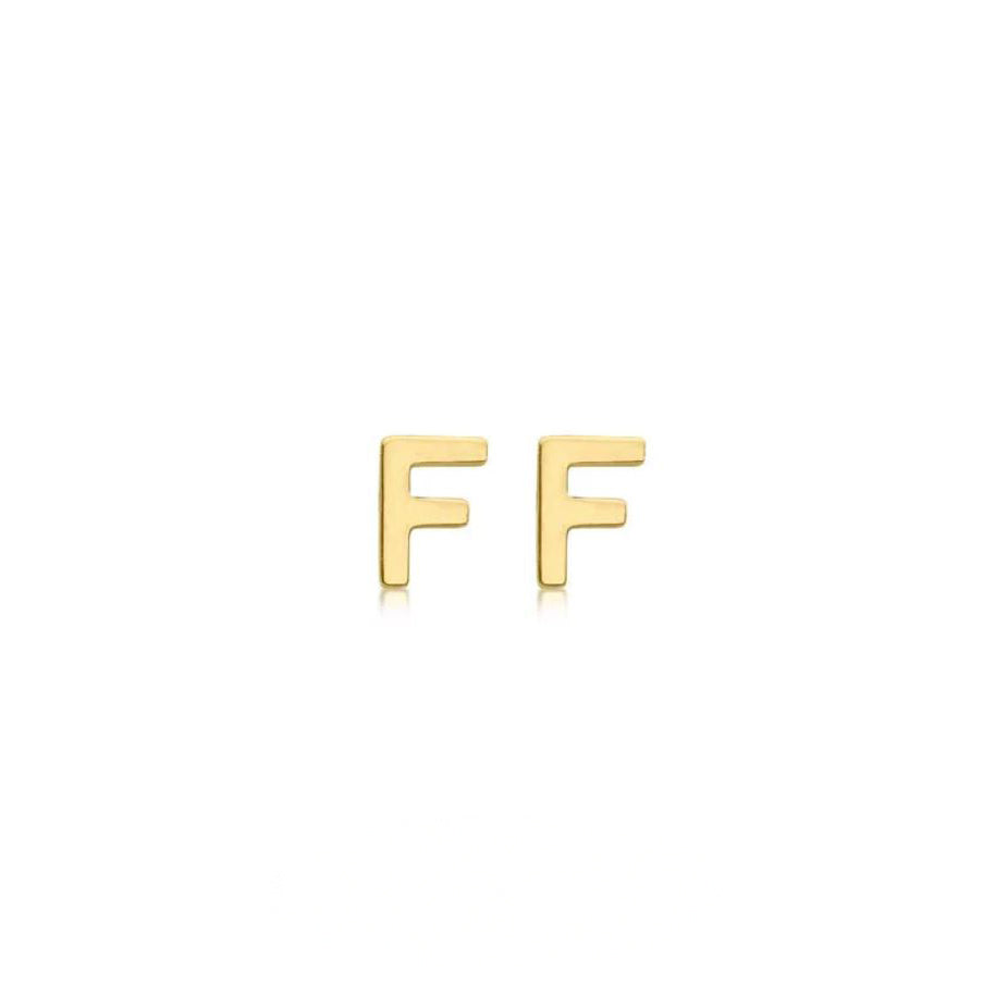 9ct Yellow Gold Petite Initial 'F' Earring