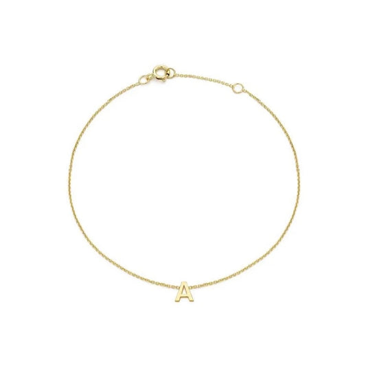 9ct Yellow Gold Petite Initial 'A' Bracelet