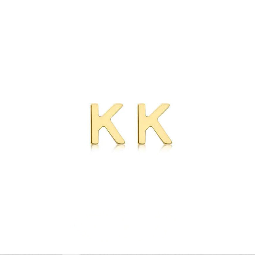9ct Yellow Gold Petite Initial 'K' Earring