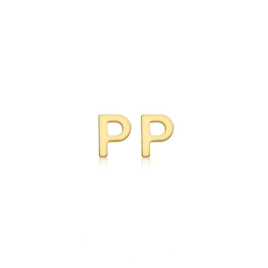 9ct Yellow Gold Petite Initial 'P' Earring
