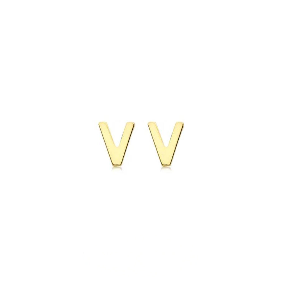 9ct Yellow Gold Petite Initial 'V' Earring