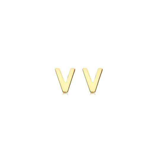 9ct Yellow Gold Petite Initial 'V' Earring