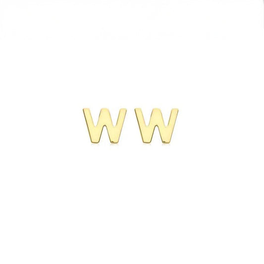 9ct Yellow Gold Petite Initial 'W' Earring