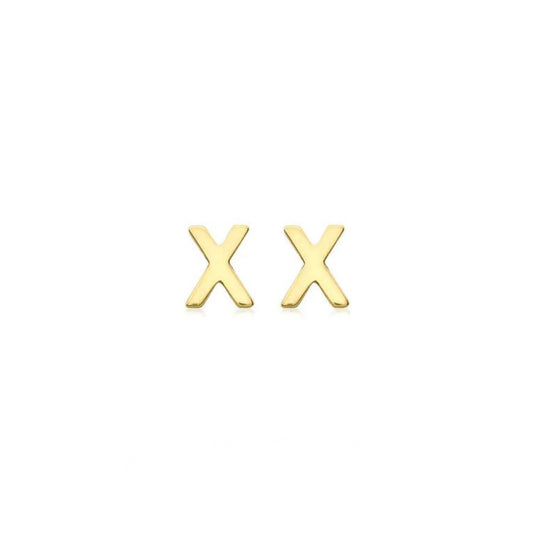 9ct Yellow Gold Petite Initial 'X' Earring