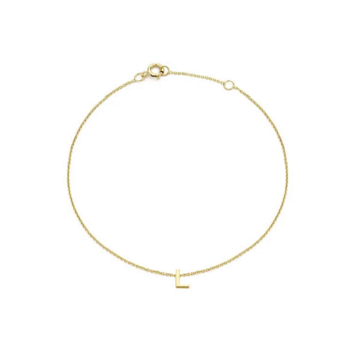 9ct Yellow Gold Petite Initial 'L' Bracelet