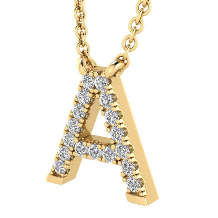 9ct Yellow Gold Initial 'A' with 0.06ct Diamond Necklace