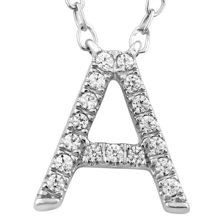 9ct White Gold Initial 'A' with 0.06ct Diamond Necklace