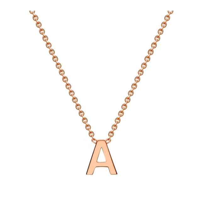 9ct Rose Gold Petite Initial 'A' Necklace