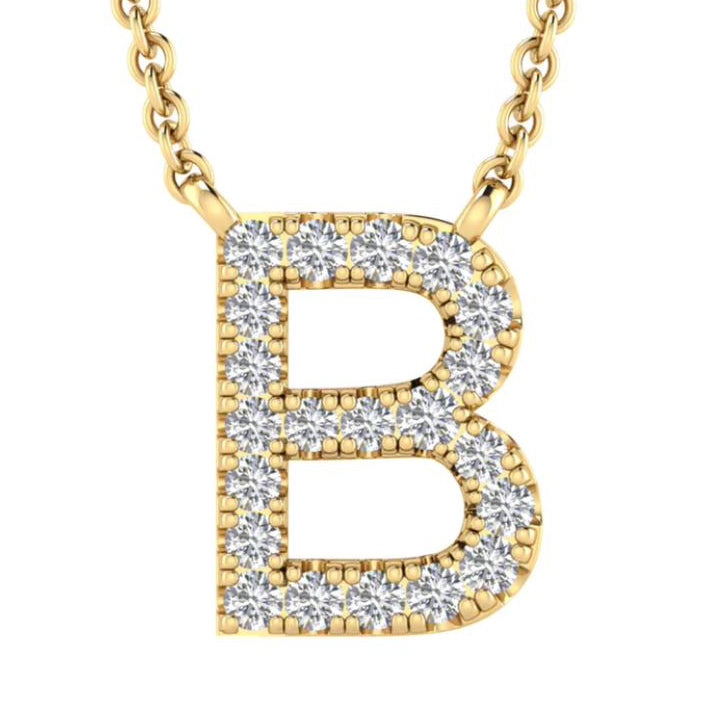 9ct Yellow Gold Initial 'B' with 0.09ct Diamond Necklace