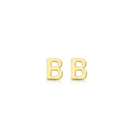 9ct Yellow Gold Petite Initial 'B' Earring