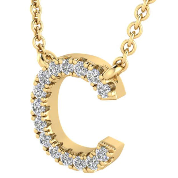 9ct Yellow Gold Initial 'C' with 0.06ct Diamond Necklace