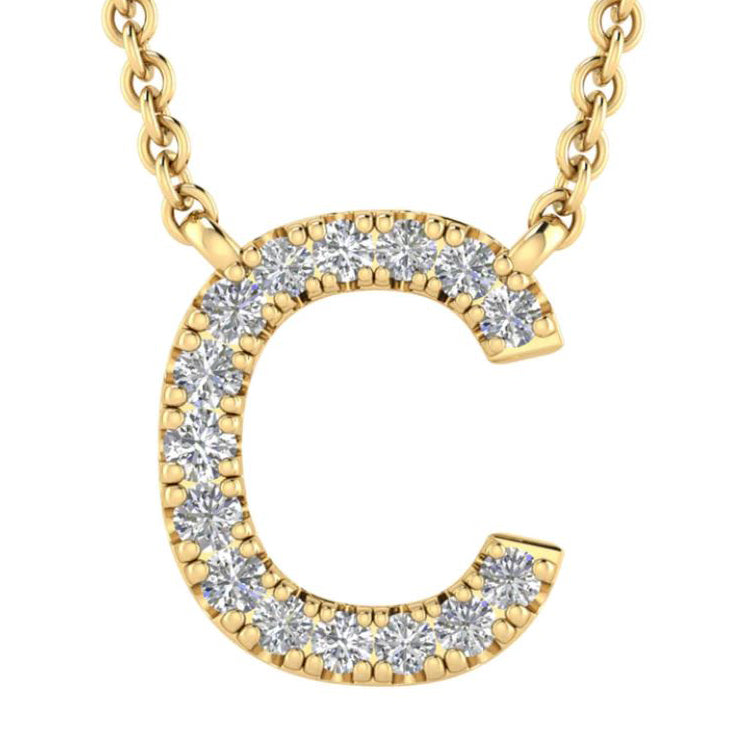 9ct Yellow Gold Initial 'C' with 0.06ct Diamond Necklace