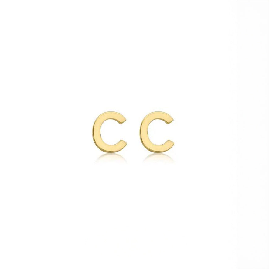 9ct Yellow Gold Petite Initial 'C' Earring