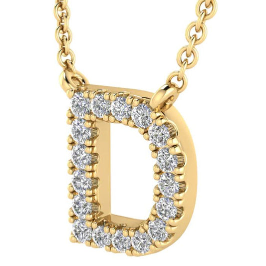 9ct Yellow Gold Initial 'D' with 0.09ct Diamond Necklace