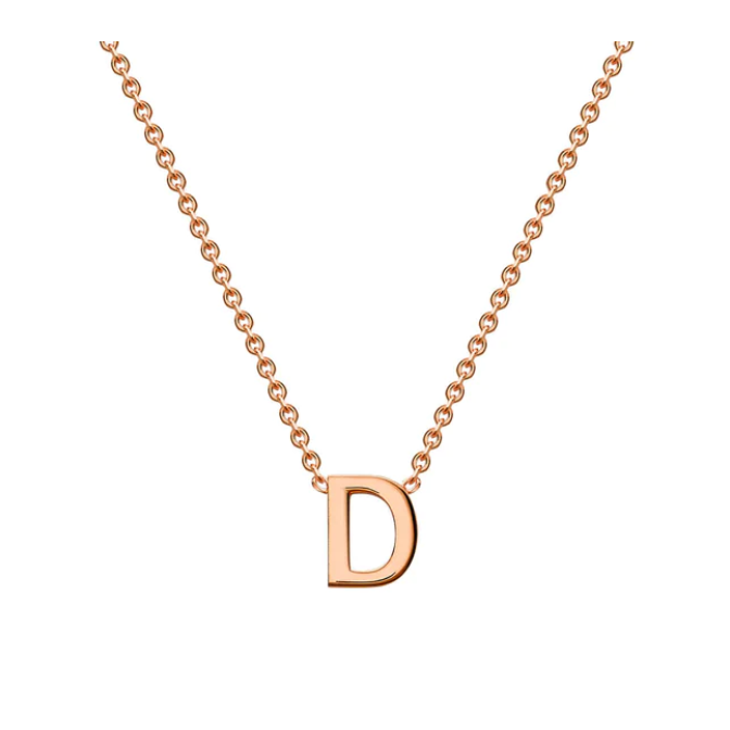 9ct Rose Gold Petite Initial 'D' Necklace