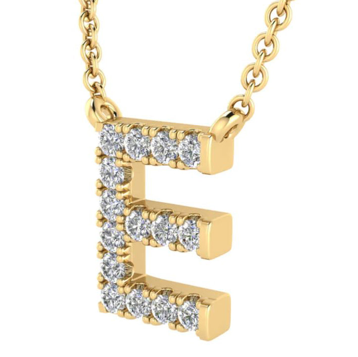 9ct Yellow Gold Initial 'E' with 0.09ct Diamond Necklace