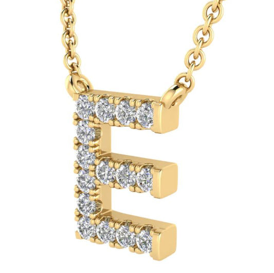 9ct Yellow Gold Initial 'E' with 0.09ct Diamond Necklace